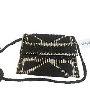 Guadalupe Designs Black & Natural Woven Clutch Crossbody NWT